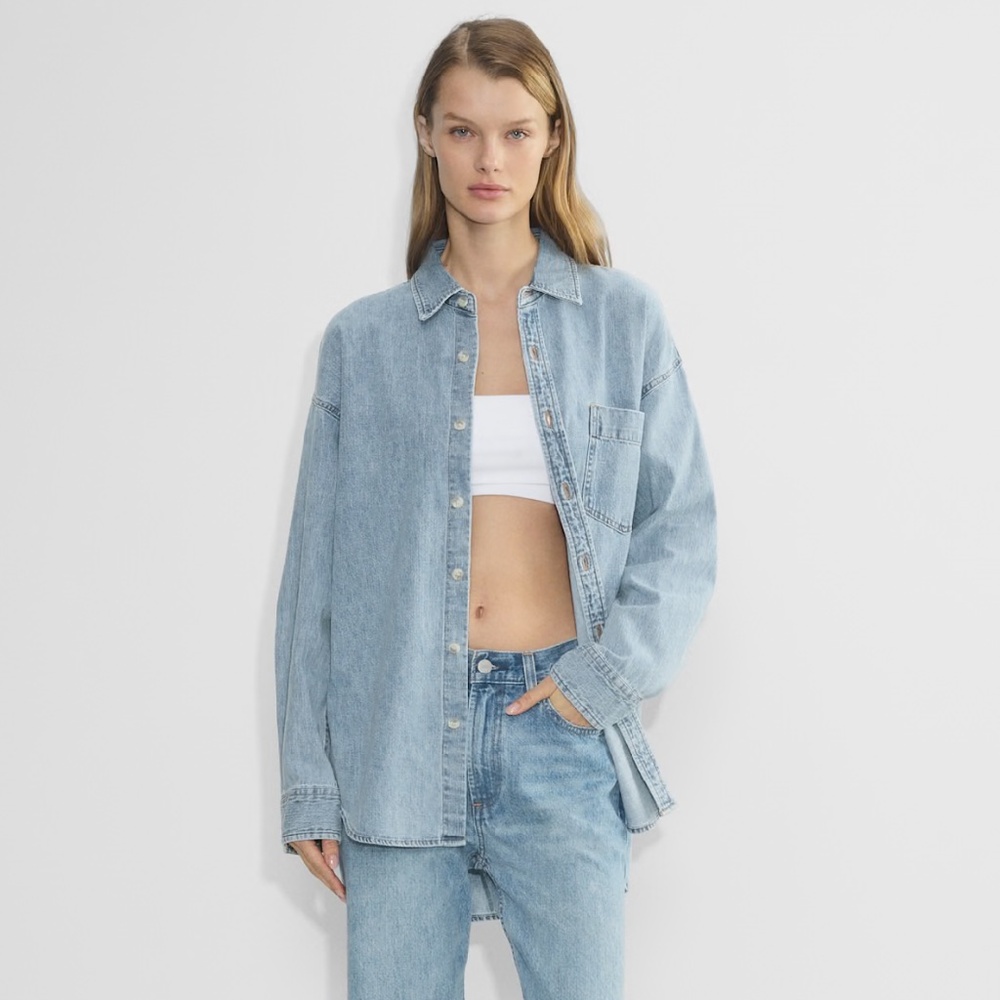 Aritzia THE '80S COMFY DENIM SHIRT XXS 7 Yrs Pctr Ths Bleu